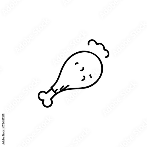 Vector art of chicken leg icon, a symbol of poultry and meat