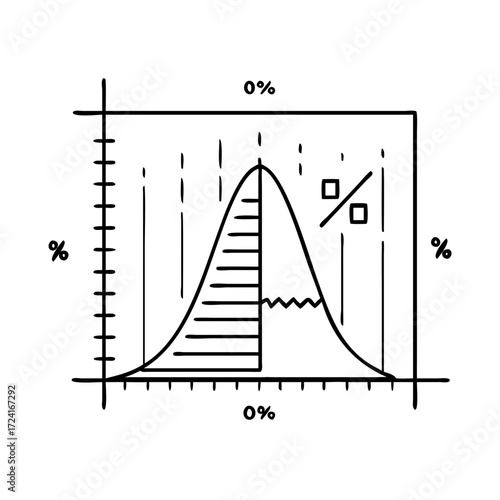 Vector art of bell curve graph illustration, representing statistical distribution and data analysis