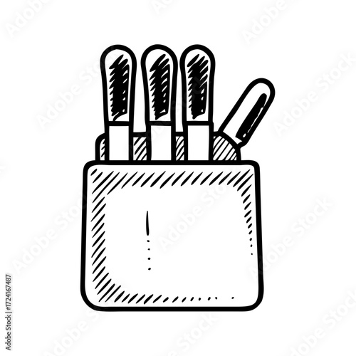 Vector art of knife block, a simple and clean line art illustration of kitchenware