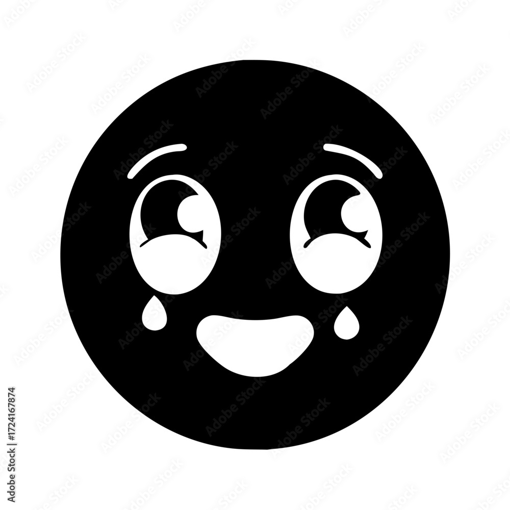Fototapeta premium Vector art of crying face with tears rolling down cheeks