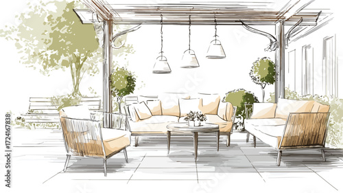 Comfortable Seating in Inviting Outdoor Patio for Relaxation and Entertainment