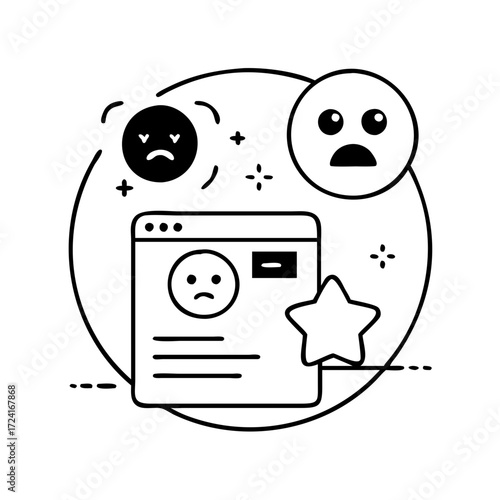 Vector art of negative online review and feedback