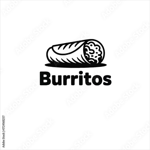 Burritos art logo design black and white