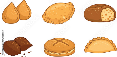 Assortment of fried and baked goods