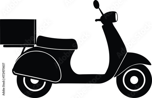 delivery scooter silhouette vector, transport motorcycle illustration
