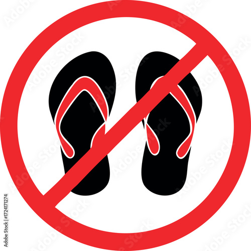 Slippers prohibition sign vector