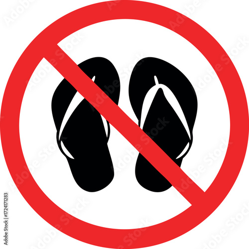 Slippers prohibition sign vector