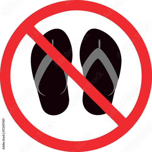 Slippers prohibition sign vector