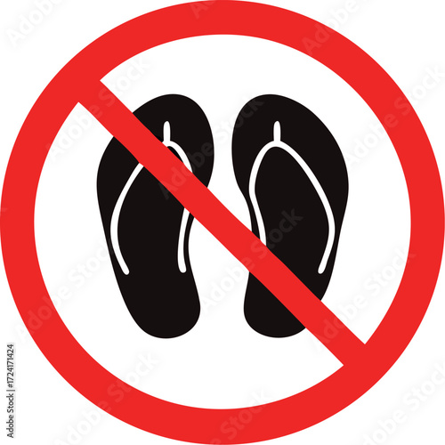 Slippers prohibition sign vector