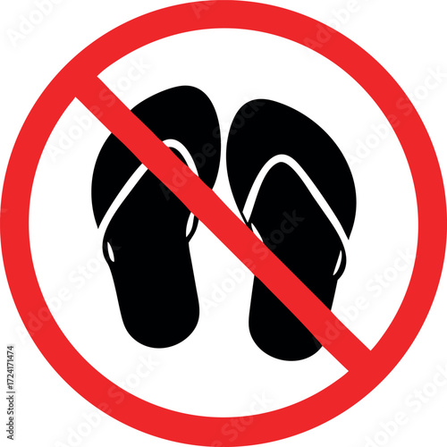 Slippers prohibition sign vector