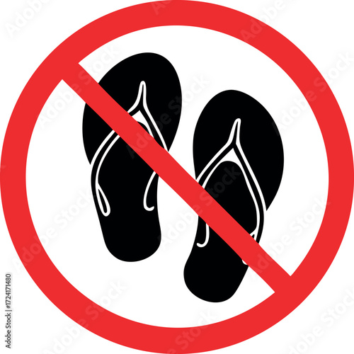 Slippers prohibition sign vector