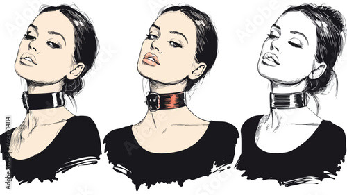 Three Professional Images of a Girl with a Measuring Tape in Various Poses