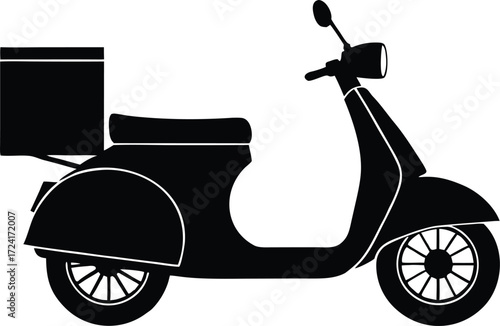 delivery scooter two wheeler silhouette vector, fast ride icon illustration
