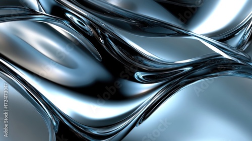 Abstract Liquid Metal Blue Swirls: A Digital Art Masterpiece