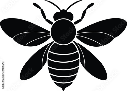 honeybee nature worker silhouette vector, floral visitor icon illustration
