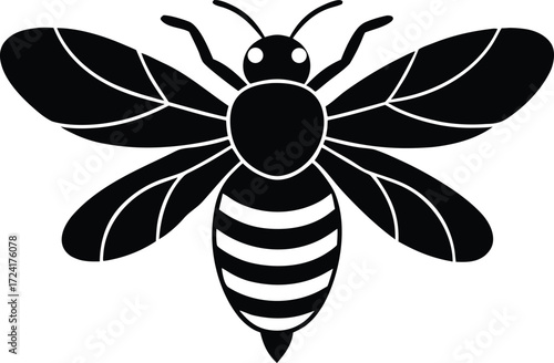 honeybee apiary insect symbol vector, honeycomb silhouette illustration
