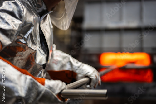 blast furnace operator - protective suit - dangerous work in the industry