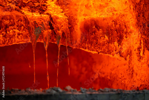 Molten Aluminum in Industrial Furnace – Metal Melting Process at High Temperature