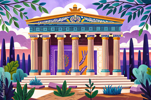 Ancient architectural elements stencil vector for design and decor. Perfect for classical patterns, vintage decoration, historical motifs, creative wall art, and interior graphic design.