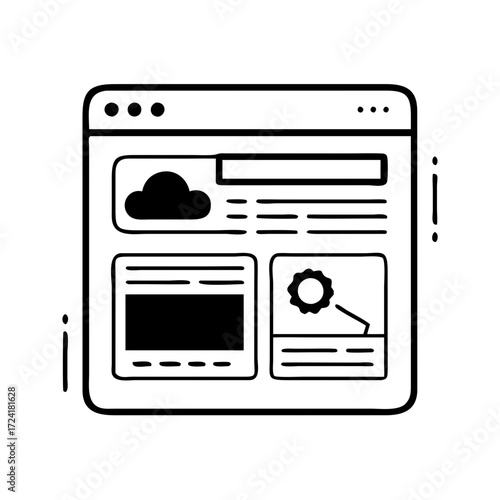 Illustration of a website interface with various content blocks
