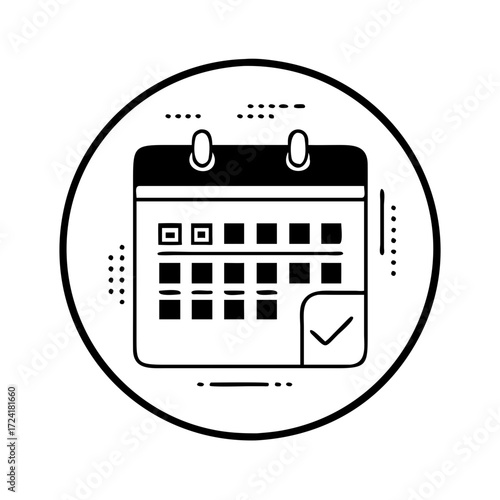 Vector art of calendar icon with check mark representing task completion