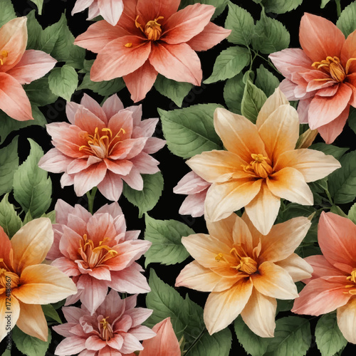 Wallpaper Mural seamless pattern with flowers Torontodigital.ca