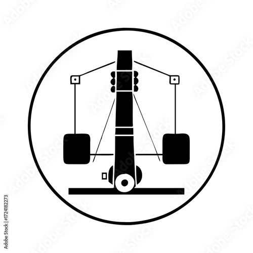 Vector art of oil pump jack icon, representing petroleum extraction and energy industry