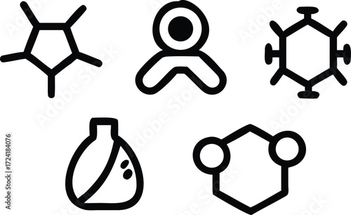 Organic Chemistry Molecules Structures Black Lines Vector Design Element
