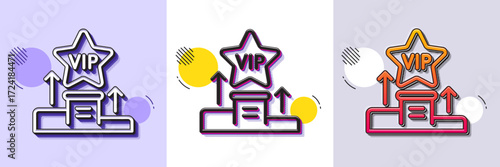 Vip podium line icon. Halftone dotted pattern. Gradient icon with grain shadow. Very important person star sign. Member club privilege symbol. Line vip podium icon. Various designs. Vector
