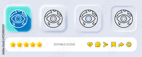 Cyber attack line icon. Neumorphic, Flat shadow, 3d buttons. Web protection sign. Internet phishing symbol. Line cyber attack icon. Social media icons. Vector