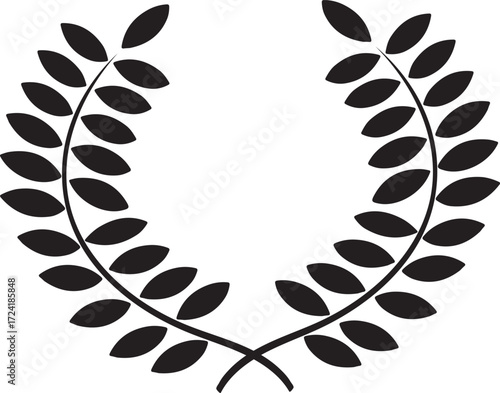 Black Silhouette of a Laurel Wreath or Garland white background