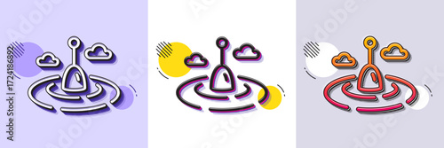 Fishing float line icon. Halftone dotted pattern. Gradient icon with grain shadow. Bobber for rod sign. Fisherman tackle symbol. Line fishing float icon. Various designs. Vector