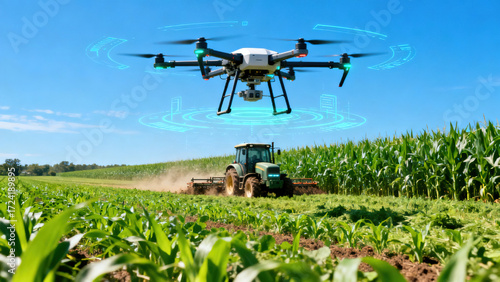 Modern Agricultural Technology in Cornfield