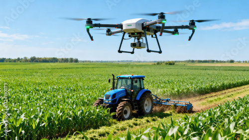Modern Agricultural Technology in Cornfield