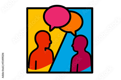 Comic Dialogue Silhouettes. Isometric vector illustration set Comic Dialogue Exchange: two character silhouettes facing each other