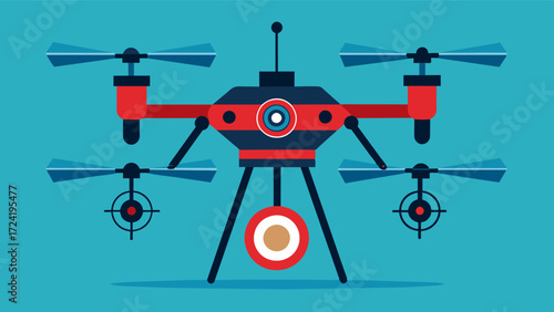A drone equipped with thermal cameras and AI technology to accurately detect and target specific pest areas for treatment.. Vector illustration