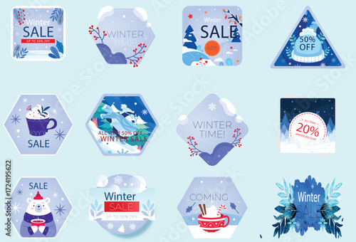 Boost your winter sales with these vibrant seasonal sale banners, perfect for attracting customers with enticing discounts and festive cheer this year