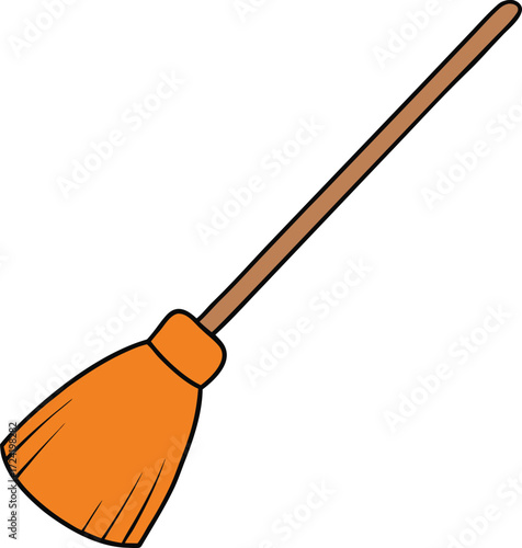 Orange Broomstick Angled Bristles on Transparent Background