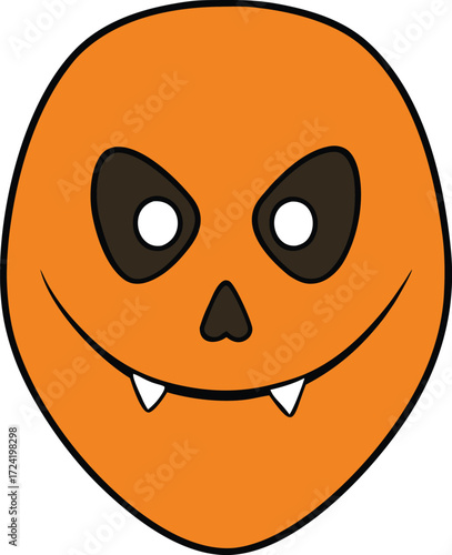 Orange Halloween Mask Scary Face on Transparent Background