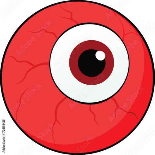 Red Eyeball with Veins Realistic on Transparent Background
