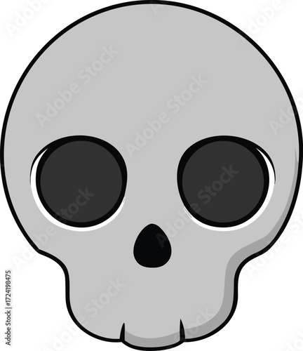 Silver Skull Metallic Hollow Eyes on Transparent Background