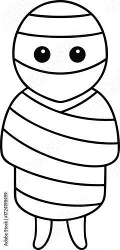 White Mummy Wrapped Bandages Detailed on Transparent Background