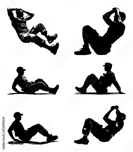 Soldier Sit-Up and Core Training Silhouette Set