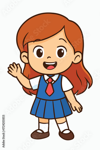 Cartoon little schoolgirl illustration, adorable