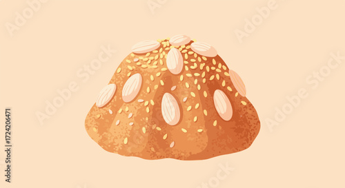 Delicious Almond-Topped Pastry A Sweet Treat, Featuring Sesame Seeds, for Culinary Enjoyment and Delight