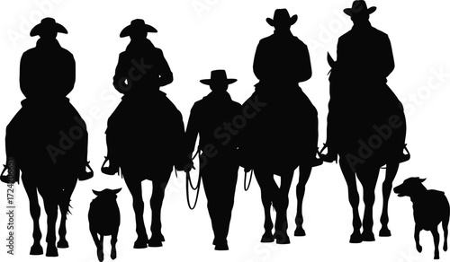 Cowboy Outlaws Vector Illustration Art Isolated Black