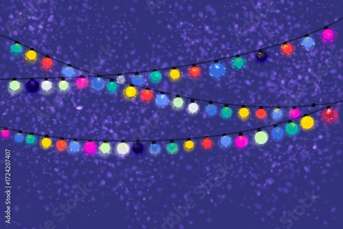 Christmas lights. Colorful Christmas garland.