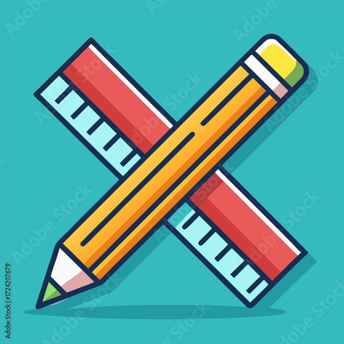 Crossed Pencil and Ruler Measurement Icon