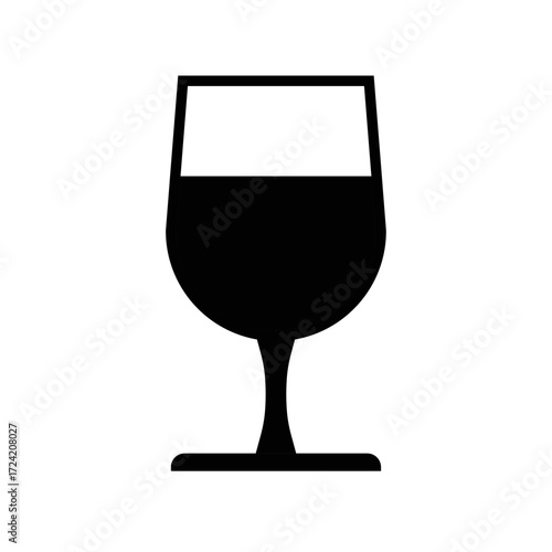Full flat glass, shot glass outline icon vector illustration, wine, water logo
