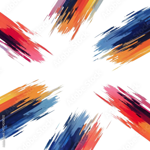 Vibrant paint strokes in a colorful abstract design with copy space
